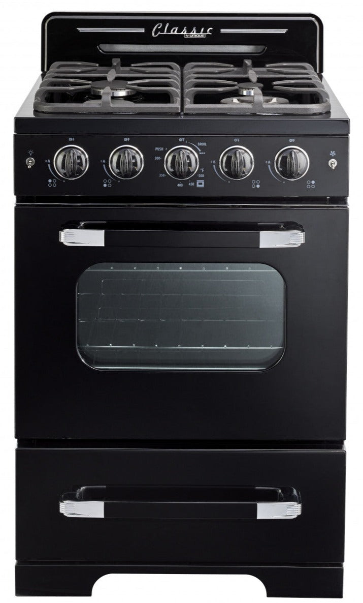 Classic Retro by Unique 24" Convection Gas Range - UGP-24CR B 