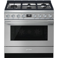 Smeg Portofino 4.5 Cu. Ft. Dual Fuel Range - CPF36UGMX|Cuisinière hybride Smeg Portofino de 4,5 pi3 - CPF36UGMX