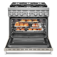 KitchenAid 36'' Smart Commercial-Style Dual Fuel Range - KFDC506JMH - Dual Fuel Range in Matte Milkshake 