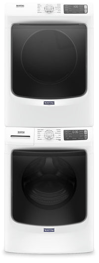 Maytag Front-Load 5.5 Cu. Ft. Washer with Extra Power and 7.3 Cu. Ft. Electric Steam Dryer – White - Laundry Set in Grey