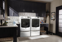 Maytag Front-Load 5.5 Cu. Ft. Washer with Extra Power and 7.3 Cu. Ft. Electric Steam Dryer – White - Laundry Set in Grey