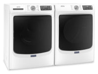 Maytag Front-Load 5.5 Cu. Ft. Washer with Extra Power and 7.3 Cu. Ft. Electric Steam Dryer – White - Laundry Set in Grey