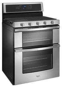 Whirlpool® 6.0 Cu. Ft. Gas Double Oven Range with EZ-2-Lift™ Hinged Grates - Gas Range in Stainless Steel/Black