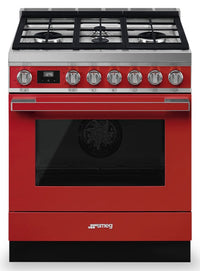 Smeg Portofino 3.6 Cu. Ft. Dual Fuel Range - CPF30UGMR|Cuisinière hybride Smeg Portofino de 3,6 pi3 - CPF30UGMR