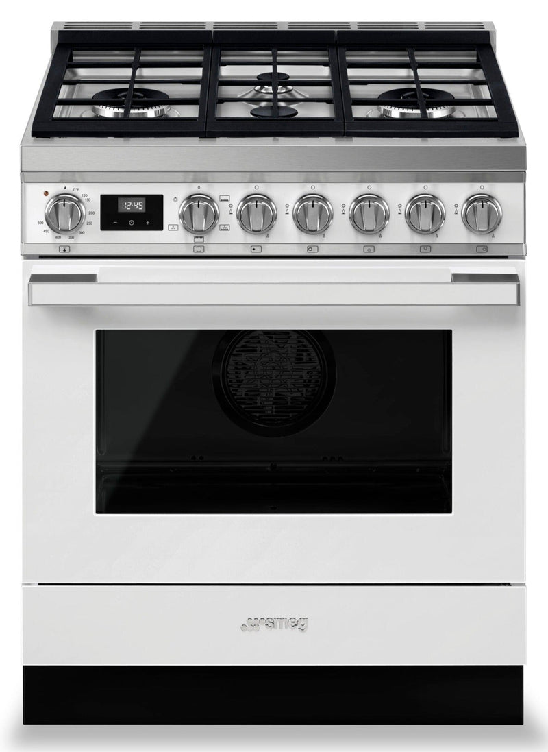 Smeg Portofino 3.6 Cu. Ft. Gas Range - CPF30UGGWH|Cuisinière à gaz Smeg Portofino de 3,6 pi3 - CPF30UGGWH