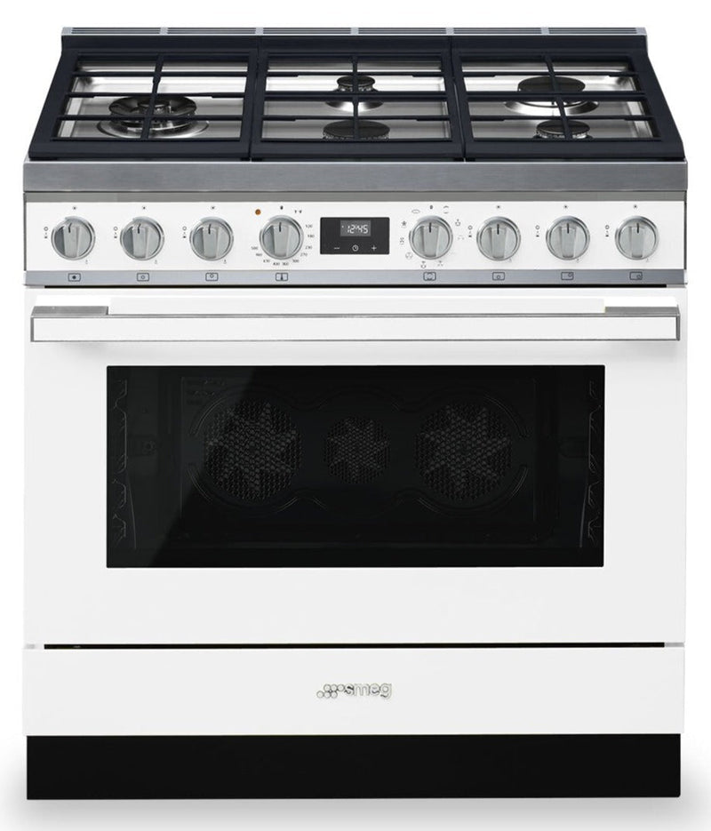 Smeg Portofino 4.5 Cu. Ft. Dual Fuel Range - CPF36UGMWH|Cuisinière hybride Smeg Portofino de 4,5 pi3 - CPF36UGMWH