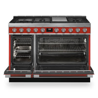 Smeg Portofino 6 Cu. Ft. Double Oven Dual Fuel Range - CPF48UGMR|Cuisinière hybride à double four Smeg Portofino de 6 pi3 - CPF48UGMR