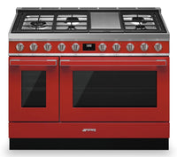 Smeg Portofino 6 Cu. Ft. Double Oven Dual Fuel Range - CPF48UGMR|Cuisinière hybride à double four Smeg Portofino de 6 pi3 - CPF48UGMR