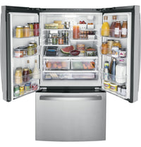 GE 36" 21.9 Cu. Ft. Counter-Depth French-Door Refrigerator - Stainless Steel - GWE22JYMFS | Réfrigérateur GE de 21,9 pi3 et de 36 po de profondeur comptoir à portes françaises - acier inoxydable - GWE22JYMFS | GWE22MFS