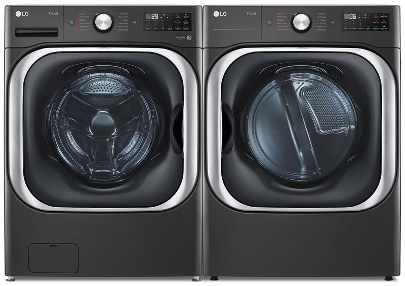 LG 6 Cu. Ft. Front-Load Washer and 9 Cu. Ft. Electric Dryer - Black Steel | Laveuse à chargement frontal de 6 pi³ et sécheuse électrique de 9 pi³ de LG - acier noir | LG8900LD