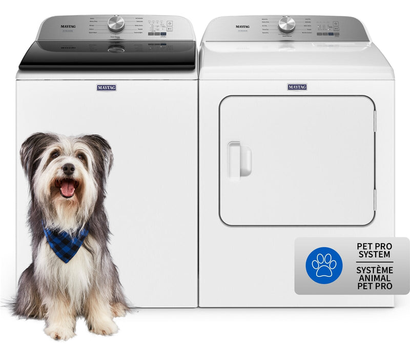 Maytag 5.4 Cu. Ft. Pet Pro Top-Load Washer and 7 Cu. Ft. Electric Dryer - White 