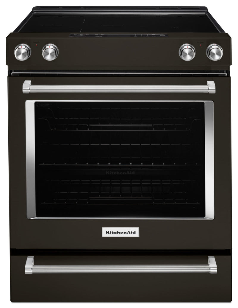 KitchenAid 6.4 Cu. Ft. Slide-In Electric Convection Range – YKSEG700EBS - Electric Range in Black Stainless Steel