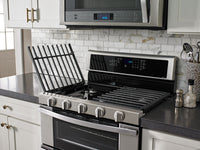 Whirlpool® 6.0 Cu. Ft. Gas Double Oven Range with EZ-2-Lift™ Hinged Grates - Gas Range in Stainless Steel/Black