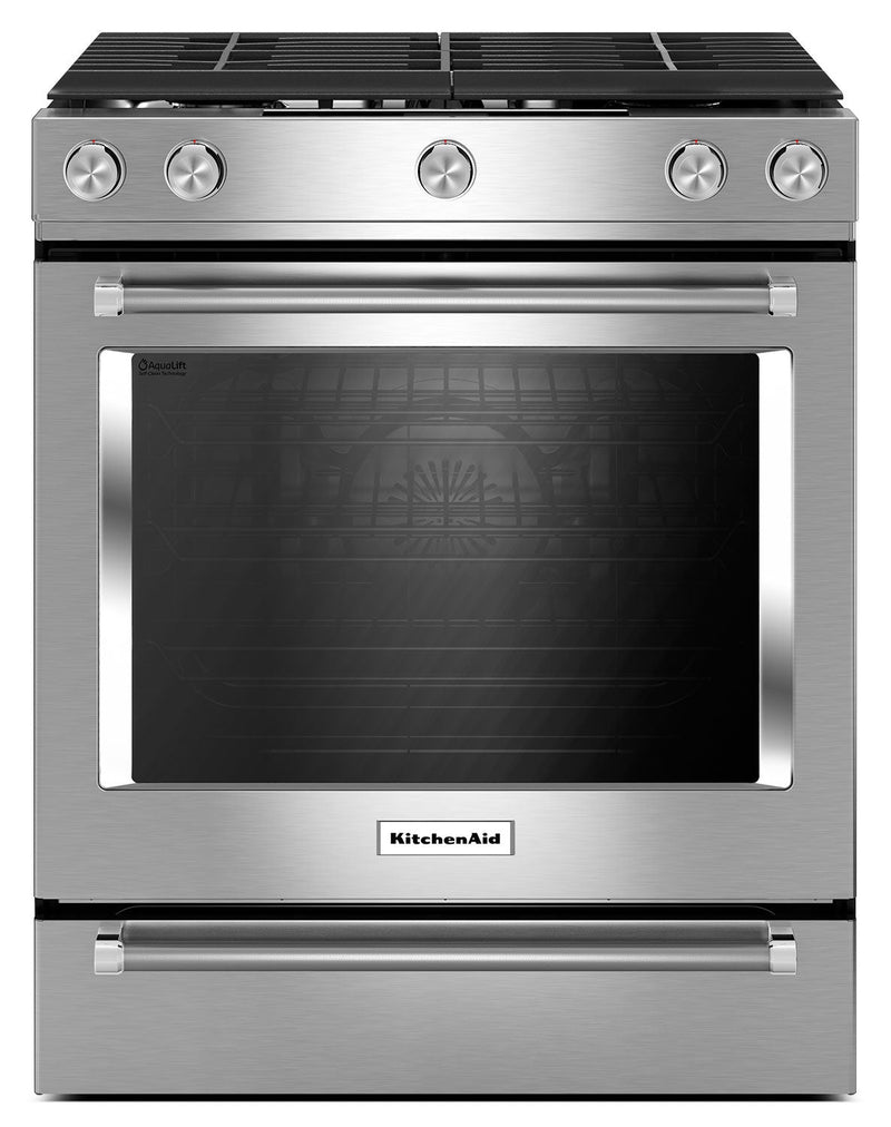 KitchenAid 5.8 Cu. Ft. Slide-In Convection Gas Range – Stainless Steel - Gas Range in Stainless Steel