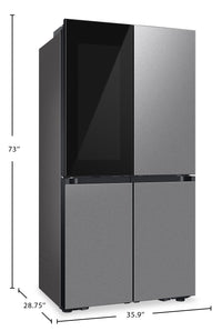 Samsung 36" 22.8 Cu. Ft. Bespoke Counter-Depth 4-Door Flex™with Beverage Zone™ Refrigerator - Stainl… | Réfrigérateur BESPOKE Samsung de 22,8 pi³ et de 36 po de profondeur comptoir à 4 portes FlexMC avec …