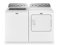 Maytag 5.4 Cu. Ft. Top-Load Washer and 7 Cu. Ft. Gas Dryer with Steam - White | Laveuse à chargement par le haut 5,4 pi3 et sécheuse à gaz 7 pi3 avec vapeur de Maytag - blanc | MATL545L