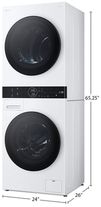 LG 3.1 Washer/4.2 Dryer Cu. Ft. Front-Load High-Efficiency Washtower™ - White - WKHC152HWA | Tour de lavage WashTowerMC haute efficacité LG à chargement frontal avec laveuse de 3,1 pi³ et séche…