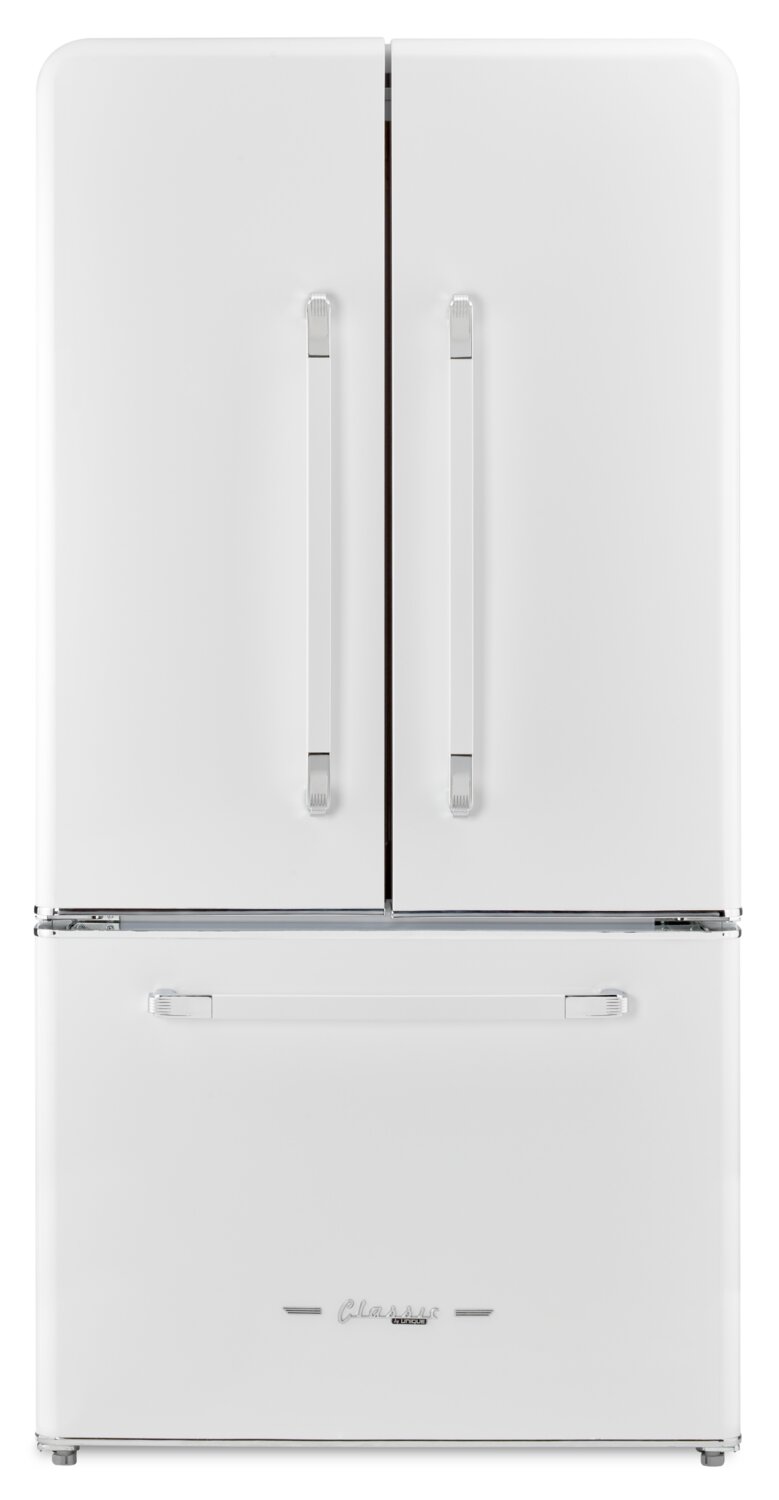 Classic Retro by Unique 36" 21.4 Cu. Ft. Counter-Depth Refrigerator - Marshmallow White - UGP-595L W AC | Réfrigérateur Classic Rétro par Unique de 36 po et de 21,4 pi3 de profondeur comptoir - blanc guimauve - UGP-595L W AC | U595LWAC