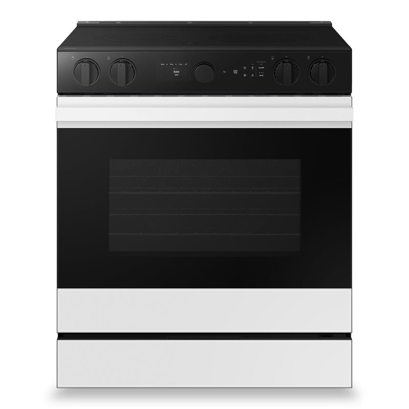 Samsung 6.3 Cu. Ft. Smart Electric Slide In Range with Oven Camera - White Glass - NSE6DB870012AC | Cuisinière intelligente électrique encastrée Samsung de 6,3 pi³ avec caméra de four - verre blanc - …