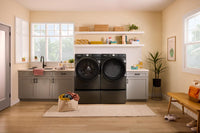 Whirlpool 5.2 Cu. Ft. Smart Front-Load Washer and 7.4 Cu. Ft. Electric Dryer - Volcano Black | Laveuse intelligente à chargement frontal de 5,2 pi³, sécheuse électrique de 7,4 pi³ de Whirlpool - noir volcan | WHFL57RU