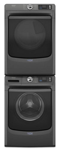 Maytag 5.8 Cu. Ft. Pet Pro Smart Front-Load Washer and 7.4 Cu. Ft. Electric Dryer - Volcano Black | Laveuse intelligente à chargement frontal Pet Pro de 5,8 pi3 et sécheuse électrique de 7,4 pi3 de Maytag – noir volcan | MAFL702B