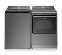 Whirlpool 6 Cu. Ft. Top-Load Washer and 7.4 Cu. Ft. Gas Dryer - Chrome Shadow  | Laveuse à chargement par le haut de 6 pi³ et sécheuse à gaz de 7,4 pi³ de Whirlpool - ombre chrome  | WHTL812G