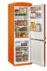 Classic Retro by Unique 24" 12 Cu. Ft. Bottom-Freezer Refrigerator - Creamsicle Orange - UGP-340L O AC | Réfrigérateur rétro Classic Rétro par Unique de 24 po et de 12 pi3 à congélateur inférieur sans givre - orange creamsicle - UGP-340L O AC | U340LOAC