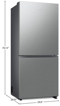 Samsung 30" 16.2 Cu. Ft. Counter-Depth Bottom-Mount Refrigerator - Stainless-Look (SL) Finish - RB16… | Réfrigérateur Samsung de 16,2 pi³ et de 30 po de profondeur comptoir à congélateur inférieur - fini …