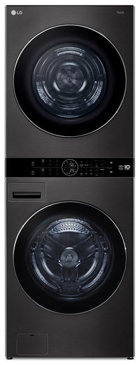 LG 5.8 Washer/7.8 Dryer Cu. Ft. Front-Load High-Efficiency Washtower™ - Black Steel - WKHC252HBA | Tour de lavage WashTowerMC haute efficacité LG à chargement frontal avec laveuse de 5,8 pi³ et séche…