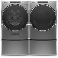 Whirlpool 5.8 Front-Load Washer and 7.4 Cu. Ft. Gas Dryer with Steam – Chrome Shadow - Laundry Set in Chrome Shadow