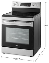 Midea 30" 6.3 Cu. Ft. Electric Range - MER30B14ASTC  | Cuisinière électrique Midea de 30 po et à capacité de 6,3 pi3 - MER30B14ASTC  | MER30STC