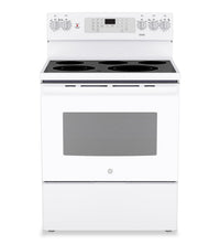 GE 5 Cu. Ft. Freestanding Electric Convection Range with No-Preheat Air Fry - White - JCB840DVWW | Cuisinière électrique amovible GE de 5 pi3 à convection avec friture à air sans préchauffage - blanche - JCB840DVWW | JCB840VW