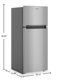 Whirlpool 28" 16.3 Cu. Ft. Top-Mount Refrigerator - Stainless Steel - WRTX5328PM | Réfrigérateur Whirlpool de 16,3 pi³ et de 28 po à congélateur supérieur - acier inoxydable - WRTX5328PM | WRTX532M