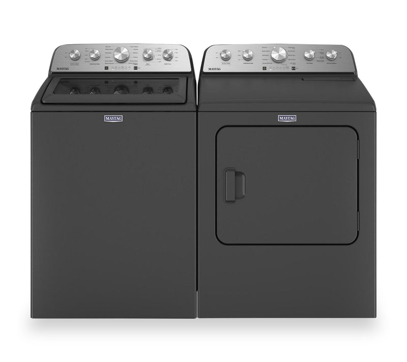 Maytag 5.4 Cu. Ft. Top-Load Washer and 7 Cu. Ft. Gas Dryer with Steam - Volcano Black | Laveuse à chargement par le haut 5,4 pi3 et sécheuse à gaz 7 pi3 avec vapeur de Maytag - noir volcan | MATL545G