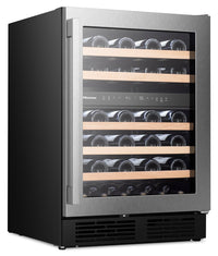 Hisense 4.9 Cu. Ft. 46-Bottle Dual-Zone Wine Cooler with Wi-Fi - Stainless Steel - HWD046N6SS | Refroidisseur à vin à 2 zones Hisense de 4,9 pi3 pour 46 bouteilles avec Wi-Fi - acier inoxydable - HWD046N6SS | HWD046NS