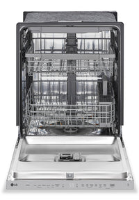 LG 24" 48 dBA Built-In Top-Control Dishwasher with QuadWash® - Smudge Proof Stainless Steel - LDPN45… | Lave-vaisselle encastré LG à 48 dBA de 24 po avec commandes sur le dessus et QuadWashMC - acier inox…