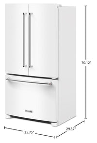 KitchenAid 36" 20 Cu. Ft. Counter-Depth French-Door Refrigerator - White - KRFC136RWH | Réfrigérateur KitchenAid de 36 po et de 20 pi3 de profondeur comptoir à portes françaises - blanc - KRFC136RWH | KRFC13WH