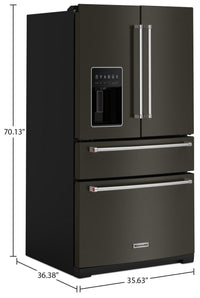 KitchenAid 36" 26.2 Cu. Ft. French-Door Refrigerator - Black Stainless - KRMF536RBS | Réfrigérateur KitchenAid de 26,2 pi³ et de 36 po à portes françaises - acier inoxydable noir - KRMF5…