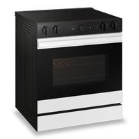 Samsung 6.3 Cu. Ft. Smart Electric Slide In Range with Air Fry and Air Sous Vide - White Glass - NSE… | Cuisinière intelligente électrique encastrée Samsung de 6,3 pi³ avec friture à air et Air Sous Vide …