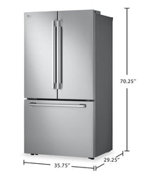 LG Studio 36" 27 Cu. Ft. Smart Counter-Depth MAX™ French-Door Refrigerator - Stainless Steel - SRFB27S3 | Réfrigérateur intelligent LG Studio de 27 pi3 et de 36 po de profondeur comptoir MAXMCà portes françaises - acier inoxydable - SRFB27S3 | SRFB27S3