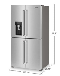 KitchenAid 36" 19.4 Cu. Ft. Counter-Depth 4-Door Refrigerator - Stainless Steel - KRQC736RPS | Réfrigérateur à 4 portes KitchenAid de 36 po et de 19,4 pi3 de profondeur comptoir - acier inoxydable - KRQC736RPS | KRQC736S