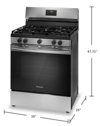 Frigidaire 5.1 Cu. Ft. Gas Range With Quick Boil and Five Burner Cooktop - Stainless Steel - FCRG305… | Cuisinière à gaz Frigidaire de 5,1 pi³ avec ébullition rapide et surface de cuisson à 5 brûleurs - a…