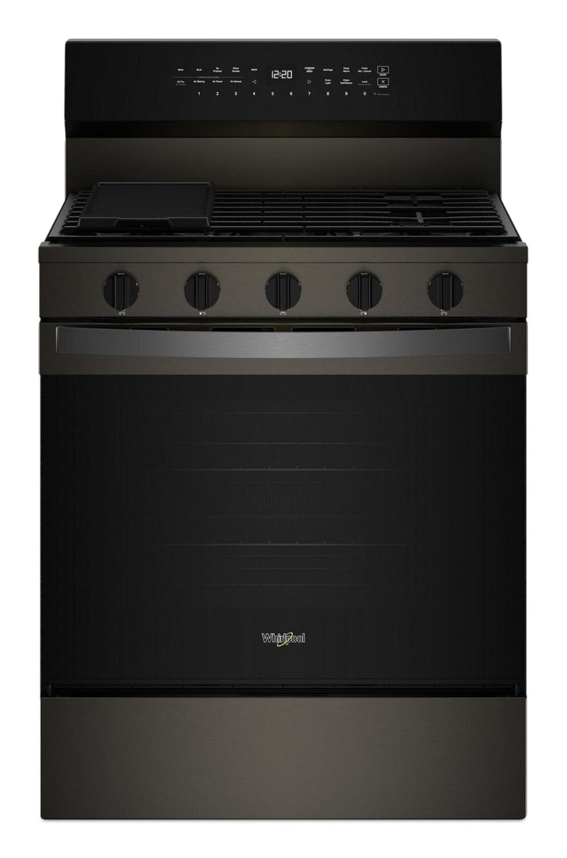 Whirlpool 5 Cu. Ft. Smart Gas Range with Air Fry and Self-Clean - Black Stainless Steel - WFGS7530RV | Cuisinière intelligente à gaz Whirlpool de 5 pi³ avec friture à air et autonettoyage - acier inoxydable noir - WFGS7530RV | WFGS75RV