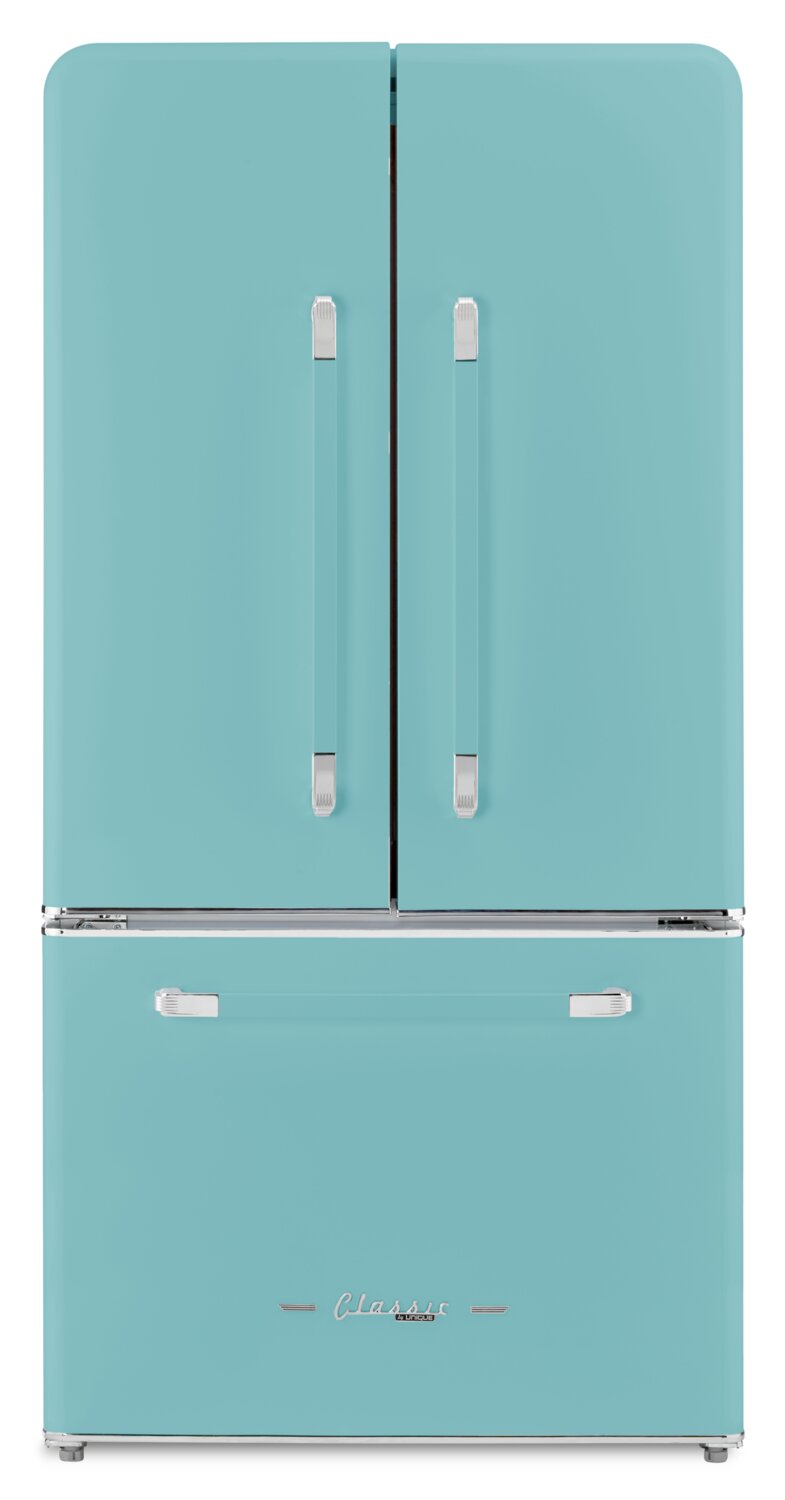 Classic Retro by Unique 36" 21.4 Cu. Ft. Counter-Depth Refrigerator - Ocean Mist Turquoise - UGP-595L T AC | Réfrigérateur Classic Rétro par Unique de 36 po et de 21,4 pi3 de profondeur comptoir - turquoise brume marine - UGP-595L T AC | U595LTAC