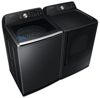 Samsung 5.3 Cu. Ft. Top-Load Washer and 7.4 Cu. Ft. Electric Dryer - Black Stainless | Laveuse à chargement par le haut de 5,3 pi³ et sécheuse électrique de 7,4 pi³ de Samsung - acier inoxydable noir | SATL350V