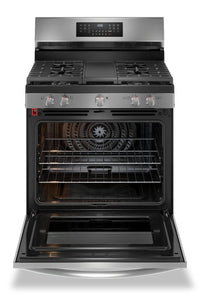 Frigidaire Gallery 5.1 Cu. Ft. Gas Range With Total Convection and Air Fry - Smudge-Proof® Black Sta… | Cuisinière à gaz Frigidaire Gallery de 5,1 pi³ avec convection totale et friture à air - acier inoxy…