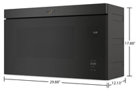 Whirlpool 1.1 Cu. Ft. Flush Over-the-Range Microwave with 900 Watts Cooking - Black Stainless - YWMM… | Four à micro-ondes à hotte intégrée Whirlpool de 1,1 pi³ à installation affleurée avec cuisson à 900…