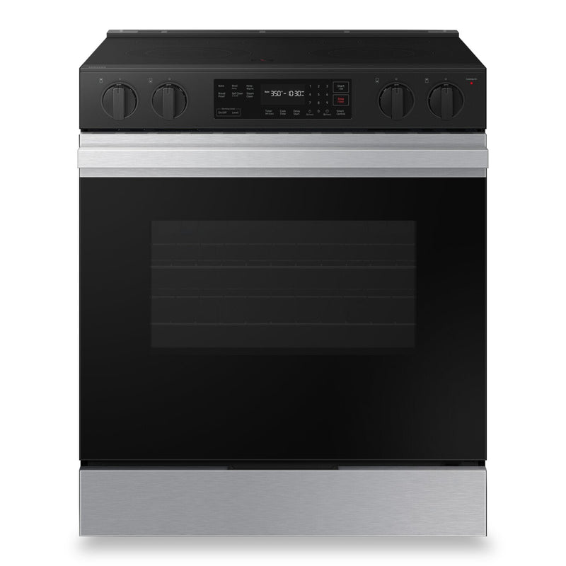 Samsung 6.3 Cu. Ft. Smart Electric Slide In Range with Voice Control  - Stainless Steel - NSE6DG8100… | Cuisinière intelligente électrique encastrée Samsung de 6,3 pi³ avec commande vocale - acier inoxyda…