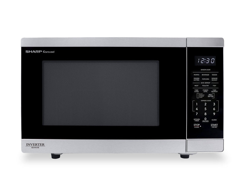 Sharp 1.4 Cu. Ft. Carousel® Countertop Microwave with Inverter Technology - Stainless Steel - SMC1464KSC | Four à micro-ondes de comptoir Sharp de 1,4 pi3 avec plateau tournant CarouselMD et technologie InverterMD - SMC1464KSC | SMC146SC