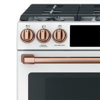 Café Gas Range Brushed Copper Knobs and Handles Set - CXFCGHKPMCU|Ensemble de poignées et de boutons cuivre brossé pour cuisinière à gaz Café – CXFCGHKPMCU|CXFCGHCU